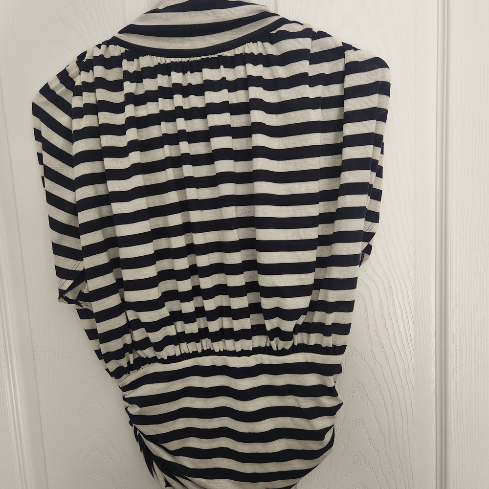 Maeve Navy and White Striped Blouse